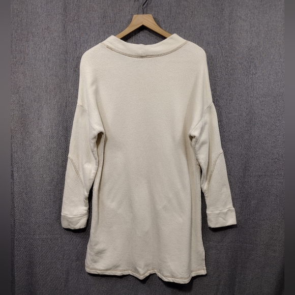 Soft Surroundings Monk Neck Long Line Sweatshirt Women's XL Cream Retro Y2K 90s - Picture 5 of 10